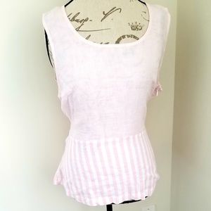 Cynthia Rowley Pink Striped Linen Tie Back Tank